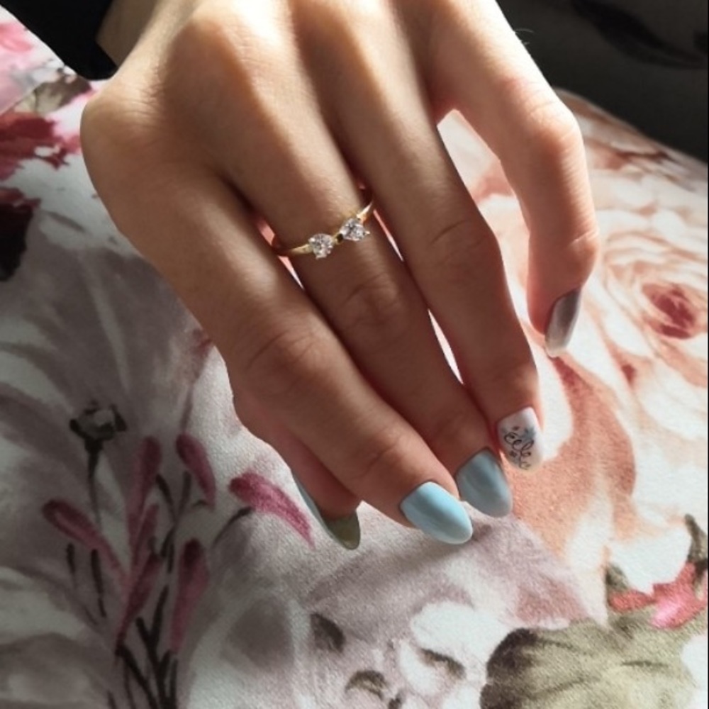 Crystal Gold Bow Engagement Cubic Zirconia Ring - Picture 6 of 8